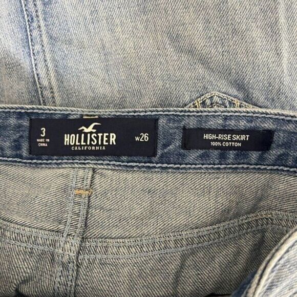 Hollister Size 3 High Rise Mini Skirt Jean Denim Cutoff Frayed - Picture 4 of 4